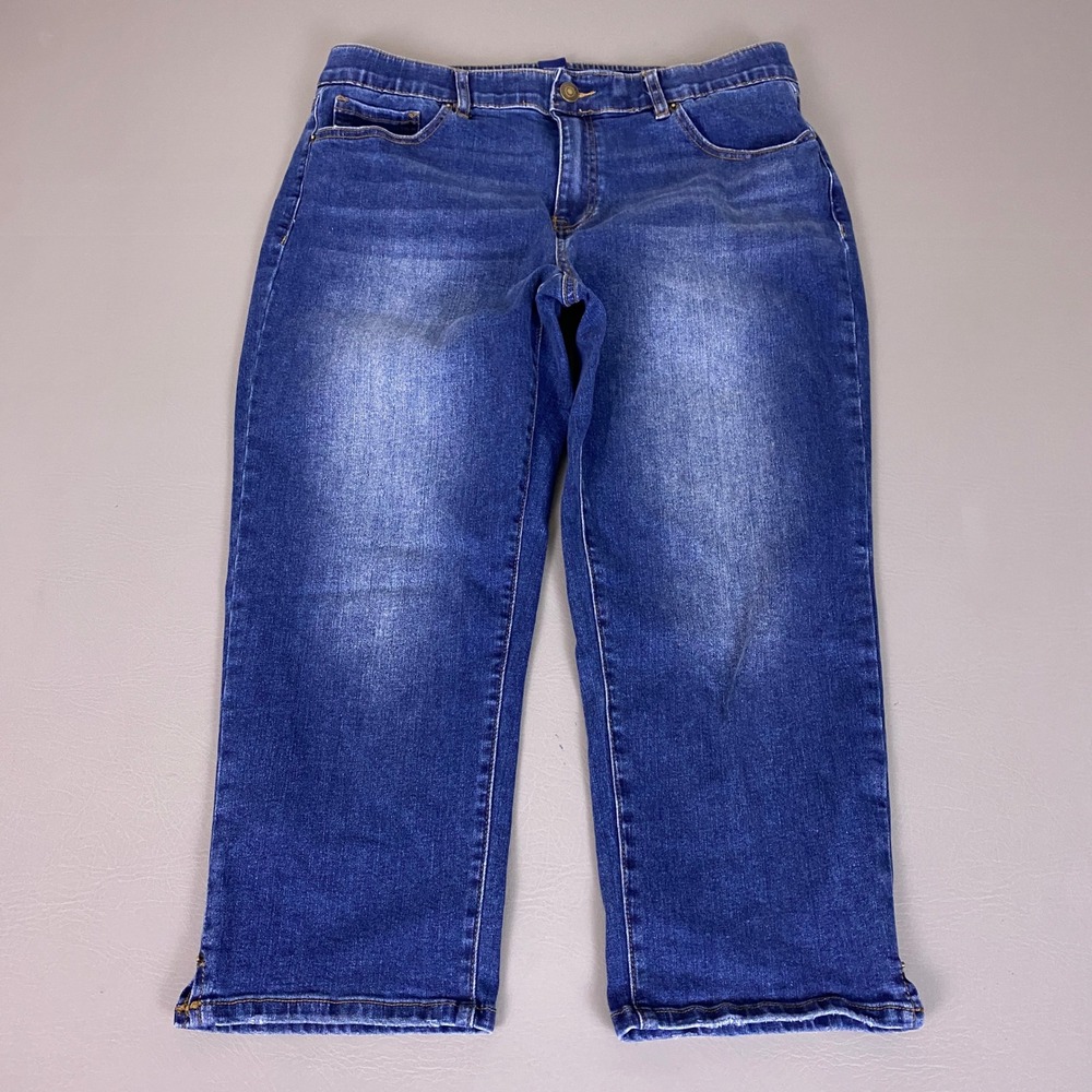 Lincoln Outfitters Jeans Women 16 Comfort Flex Blue Stretch Cropped Straight Leg